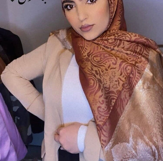 شال حجاب شال جاكار معرق . حجابات آرام 