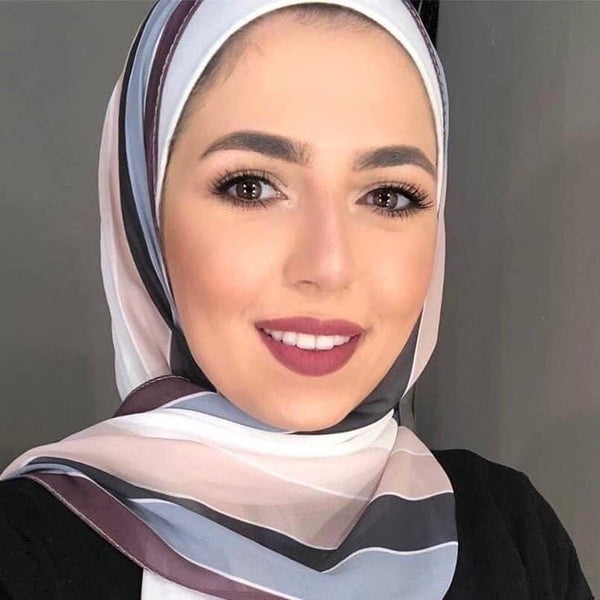 حجاب كريب شيفون طباعه . حجابات آرام 