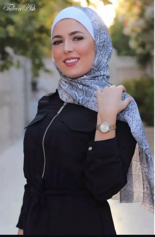 حجاب كريب شيفون طباعه . حجابات آرام 